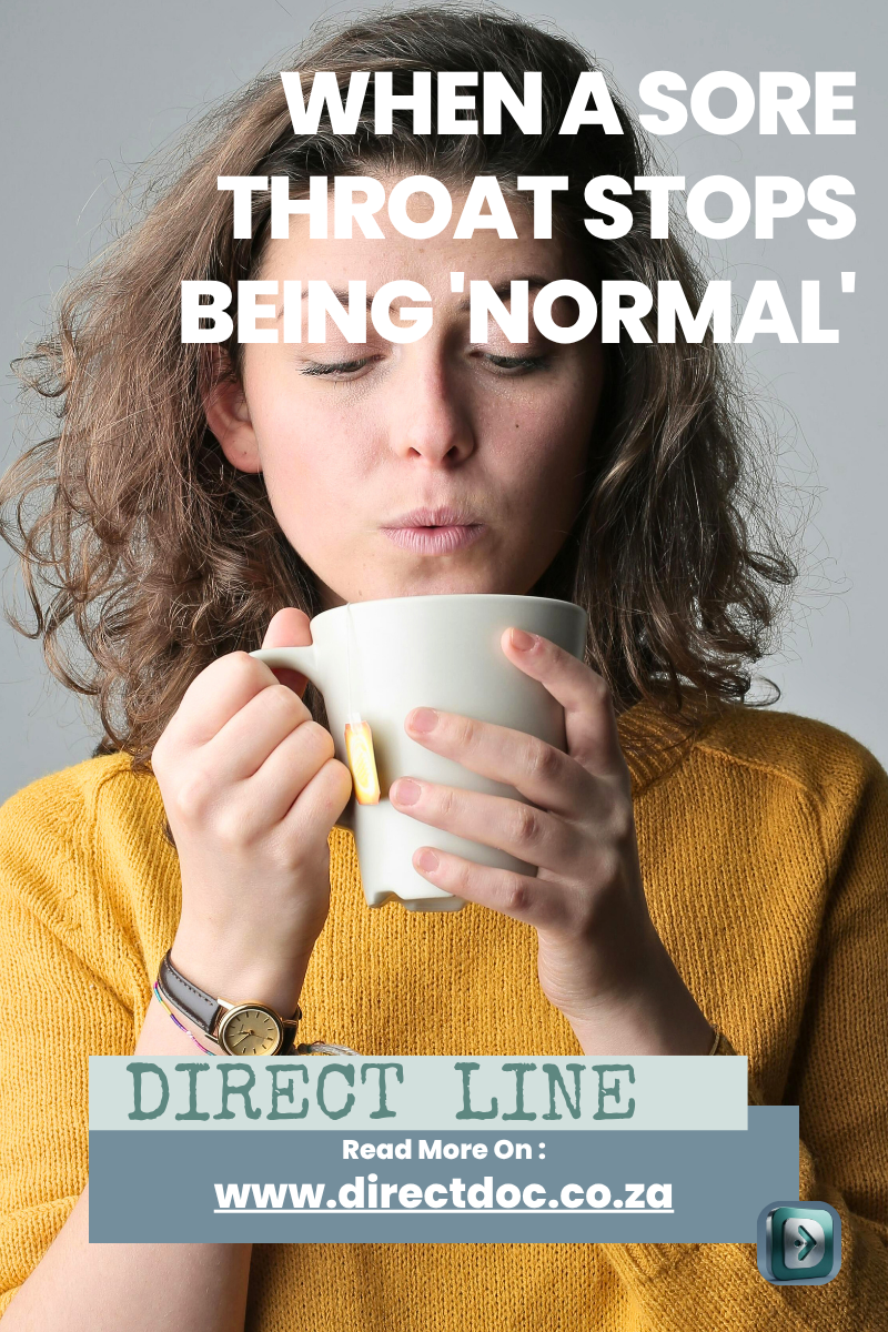 Direct Line health blog South Africa image, sore throat image of female face