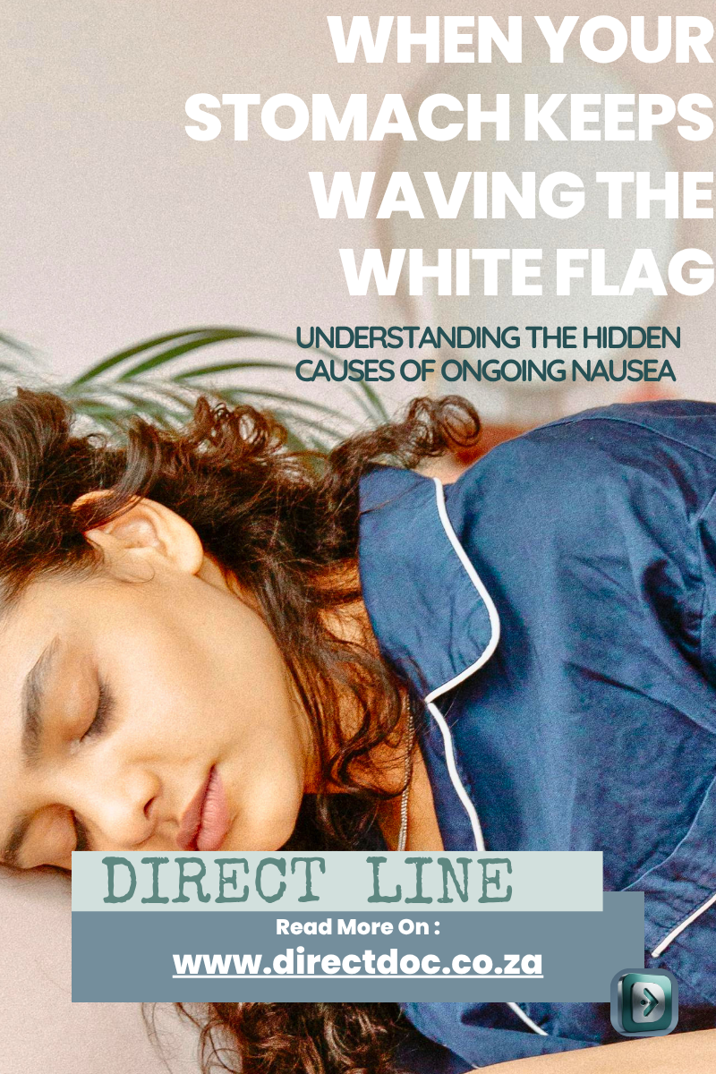 Direct Line health blog South Africa image showing a female sleeping, head resting on the table due to stomach pains