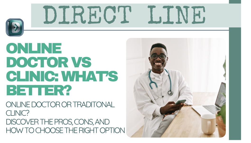 Online Doctor vs Clinic What’s Better blog Direct Line health blog South Africa introduction image, with a image of a smiling face and hands